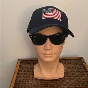 Navy Baseball Cap with Flag Patch